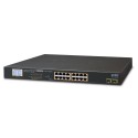 PLANET GSW-1820VHP 16-Port 10/100/1000T 802.3at PoE + 2-Port Gigabit SFP Ethernet Switch with LCD PoE Monitor (300W)